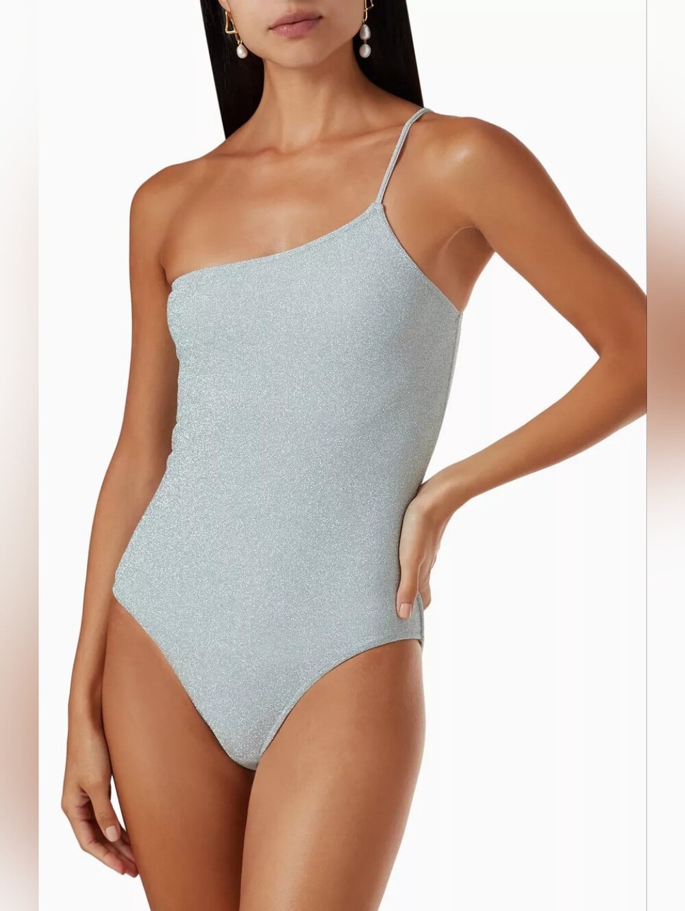 Good American Sparkle Hot Shoulder One-piece Swimsuit